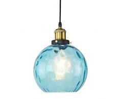 Lampadari moderni in ferro, Nordic LED in vetro blu rotondo Illuminazione Decorazione Lampadario piccolo luce pendente Tavolo da pranzo creativo Bar Corridoio Mini Lampada a sospensione