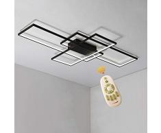BEHWU Plafoniera LED Rettangolare,Bianco, Nero,90Cm(70W),110Cm(85W),140Cm(105W),Plafoniera LED, Alluminio + Gel di Silice Adatta for Camera da Letto, Sala da Pranzo, Cucina, Soggiorno