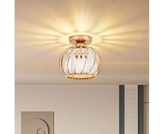 Vvciic Plafoniera Moderna in Cristallo Oro, Mini Plafoniera per Montaggio a Semi Incasso Illuminazione a Soffitto a LED per Corridoio Cucina Camera da Letto Sala da Pranzo Veranda Balcone