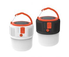 2 Pezzi Solare Lampada LED Campeggio, Lampada da Tenda Ricaricabile USB, Luce Esterna Impermeabile a 5 Modalità per Escursionismo, Campeggio, Pesca, Caccia, Emergenza, Giardino