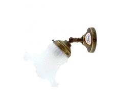 fd-bolletta arredamento e illuminazione applique da parete interni,lampada ottone,applique vintage,lluminazione per interni,paralume vetro bianco an22 Sporgenza 20cm,Ø vetro 12,5cm,Ø base 8cm