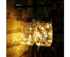 Lampade a sospensione in vaso di vetro solare da esterno 2 pezzi Bianco caldo 30 lampade da tavolo a LED a lanterna in vetro impermeabile Decor per patio giardino Cortile Prato Lampade a sospensione in vaso di vetro solare da esterno 2 pezzi Bianco caldo 30 lampade da tavolo a LED a lanterna in vetro impermeabile Decor per patio giardino Cortile Prato