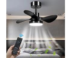 Ventilatore da Soffitto con Luce e Telecomando 64cm Silenzioso Ventilatori da Soffitto con Lampada 6 Velocità Dimmerabile Lampadario Ventilatore con Reversibile DC Motore, Timer