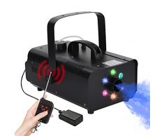 Macchina del fumo 1200W con 6 luci LED colorate, macchina della nebbia con effetto RGB 5600 CFM con telecomando per feste, Disco, matrimoni, Halloween e spettacoli