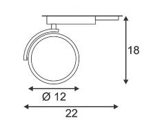 SLV, Faretto LED per illuminazione a binario, forma rotonda, incl. adattatore tripolare, G5.3