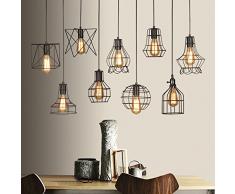 Vintage Industriale Edison Gabbia Di Metallo Paralume Da Soffitto Loft Bar Retro Lampada A Sospensione Nero