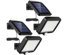 MPJ Lampada solare per esterni, 2 pezzi 56 LED lampada solare esterna con sensore di movimento, impermeabilità IP65, angolo di illuminazione 120°, lampada da parete per giardino con cavo da 5 m