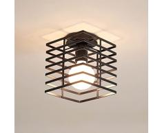 Plafoniera Soffitto Vintage, E27 Nera Quadrata Gabbia Lampada da soffitto in Metallo, 60W Lampadario Soffitto Retro Adatta per Come Soggiorno, Sala da Pranzo, Corridoio, Caffetteria
