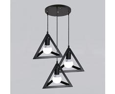 Lampadario Nordico Creativo Lampadario In Ferro Battuto Dipinto Semplice Lampadario Geometrico Quadrato Lampadario Utilizzato Nel Ristorante,E27 (Color : Nero)