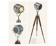 Thor Instruments.Co Thor Vintage ricerca faretti Spot Lampada con treppiede in classico Home assorbe© COR, colore: marrone