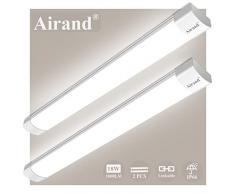 2 Pezzi Barra Led 60 cm Tubo Neon Led 18W 1800LM Plafoniera Led Soffitto Garage Impermeabile IP66 Luminoso Lampada per Cucina Officina Ufficio Bagno Seminterrato Giardino Magazzino Bianco Neutro 4000K