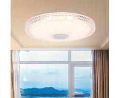 HaavPoois Plafoniera musicale a LED, imitazione del bordo in cristallo con altoparlante Bluetooth Lampada da soffitto in cristallo per soggiorno, luce bianca calda dimmerabile RGB che cambia colore