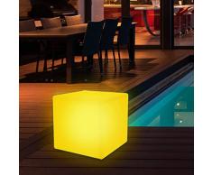 wuuhoo I LED Cubo Solare XL Luce Sgabello Kubi, 16 Colori e Telecomando + Batteria I Cubo Sgabello per Interno ed Esterno I LED Cubo Solare Illuminazione Giardino 30 x 30 x 30 cm