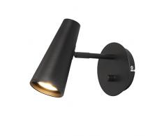 DAWALIGHT Dimmer Faretto da Parete Regolabile con Interruttore LED 5W 3000K Bianco caldo Applique GU10 Luce a Muro per Interno Cameretta Soggiorno Corridoio Hotel, Alluminio, Nero