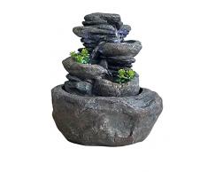 SEINHIJO Fontana da Interni Fengshui Zen Tavolo Cascata per Scrivania Ufficio Soggiorno Salotto Arte Regalo con illuminazione LED 27cm
