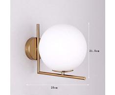 Lampada a sfera rotonda oro a LED Lampada da parete nordica da camera da letto Lampade da parete in vetro postmoderno a parete
