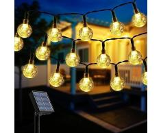 Xzmysxg Catena Luminosa Esterno Solare, 100 Led 12M Bianco Caldo Cristallo Globo Luce Stringa, 8 Modalità Impermeabile Luci Solari, Per la Decorazione Esterna, Giardino, Terrazze, Matrimoni, Feste