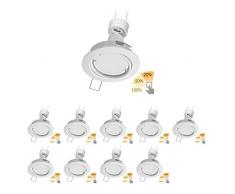 ledscom.de Faretto da incasso a soffitto FERE ghiera per faretto bianca opaco orientabile + GU10 LED Lampadina bianca calda 3-livelli dimmerabile: max. 540lm, 10 PZ