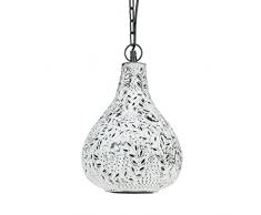 Relaxdays Lampadario a Sospensione, in Design Orientale, Lampada da Soffitto Paralume a Goccia, HxD: 137,5x24 cm, Bianco E27, 40 W, 1 pz