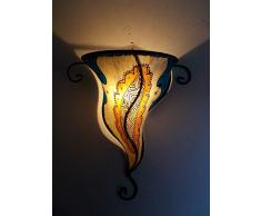 Applique da Parete Lampada Lanterna in Ferro e Pelle Dipinta a Mano hennè Marocco MOROCCHINA Etnico araba 2611181347