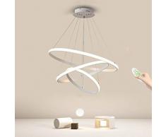 75W LED Lampada a Sospensione, Moderna LED Lampadario Plafoniera, Dimmerabili 3000K-6000K, Con Funzione di Memoria, 3 Squillare Φ20+40+60cm, Appendere le Luci for la Sala da Pranzo, Isola Della Cucin
