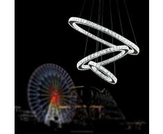 cristallo luce di soffitto, lampada a sospensione TOPMAX LED 30 * 50 * 70cm 3 anelli di cristallo cromo freddo Un bianco +