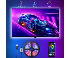 Romwish Strisce LED USB, 3M retroilluminazione LED TV con controllo da APP striscia LED RGB per TV da 40 pollici-50 pollici, sincronizzazione con musica, Adatto a TV, PC Monitore e Camera da Letto