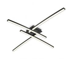 B.K.Licht Plafoniera LED, luce calda 3000K, LED integrati 2200Lm, 20W, 2 bracci ruotabili, Lampada da soffitto moderna per camera o cucina, lampadario nero IP20