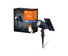 LEDVANCE SMART+ picchetto solare segnapasso spot outdoor Bluetooth, con luce bianca regolabile (3000K-6500K) + luce colorata, senza alimentazione, autonomia fino a 8 ore, protezione IP44, nero