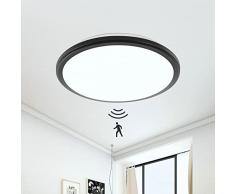 Plafoniera LED Soffitto con Sensore di Movimento, 24W Plafoniera LED Ø285MM, IP54 Impermeabile Lampada da Soffitto LED Rotonda per Bagno, Camera da Letto, Balcone, Scale, Cucina, Garage