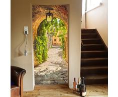 murimage Carta Parati Porta Vicolo 86 x 200 cm Include Colla Lanterna Toscana Città Vecchia Pietre 3D Soggiorno Ufficio Cucina fotomurali Poster Gigante Wallpaper