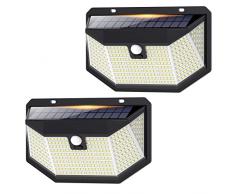 [1 Pezzi]iPosible Luce Solare Led Esterno,Super luminoso 300LED Lampade Solare da Esterno 5 Facce Illuminazione a 270° Faretti Led Solari con Sensore di Movimento IP65 Impermeabile per Parete,Giardino