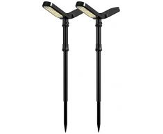 Lampade solari per esterno, faretto solare Moray per esterno, luci solari da giardino con 48 LED, luci solari per esterno IP67 waterproof, luci solari a LED da giardino con 2 livelli di luminosità