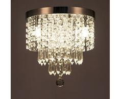 ZEEFO Lampadario in Cristallo, Lampadario Moderno Da Soffitto con Ciondoli con 3 Luci, Design e Stile Elegante Moderno adatto per Atrio, Salotto, Sala da Pranzo (Diametro 25 cm)
