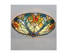 Tiffany stile Plafoniera 16 pollici Vetro Colorato Lampada da Soffitto Fatto A Mano Paralumi 3 x E27 portalampada per Corridoio Camera da letto Sala da pranzo Soffitto