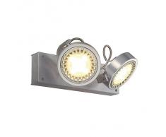 SLV, Lampada da parete o soffitto a 2 faretti, in alluminio spazzolato, G5.3