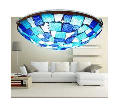 Blu Mediterraneo mosaico in vetro Lampadario da soffitto per cameretta, Lampada da soffitto con lampade corridoio ingresso
