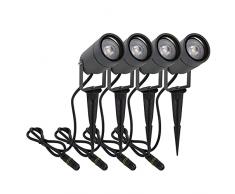 DAWALIGHT 4 Pezzi Faretto da Giardino con Picchetto GU10 LED 6W 3000K Bianco caldo IP65 Impermeabile Luci a Picchetto da Giardino per Terrazza Prato Vialetto, Alluminio, Grigio scuro