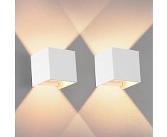 OOWOLF 2 Pezzi LED Lampada da Parete IP65 Impermeabile, Applique Moderna Lampadina G9 LED Sostituibile Bianco Caldo 3000K per Esterno ed Interno, Portico, Bagno, Corridoio, Balcone (Bianco)