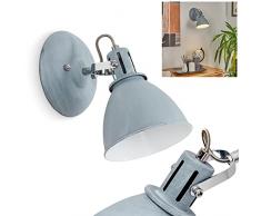 Lampada da parete Koppom in metallo grigio-blu - Applique murale da interno per corridoio - soggiorno - camera da letto - Lo spot è orientabile e girevole