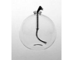 Lampada ad olio rotonda di vetro transparente, lampada ad petroleo di vetro liquido soffioato con la bocca, diametro circa 8 cm, altezza 7,5 cm, progettato e prodotto dalla Oberstdorfer Glashütte