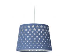 Relaxdays Lampadario per la Cameretta, Lampada da Soffitto con Stelle, Paralume, Bambini, E27, HxD: 124 x 27,5 cm, Blu, 1 pz