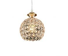 Pendente di Cristallo LED Lampadario - Luce Circolare Forma Sospensione Lampada da Soffitto Moderna(Oro)