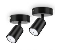 Dehobo Faretti da Soffitto Orientabilie GU10, Faretti da Parete Interno Nero, Lampadario LED Moderna da Soffitto per Corridoio Entrata o Scale, Lampadina GU10 non Inclusa, 2 Pezzi