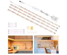 wobsion Striscia Led Bianco Caldo 2M,4X50CM Striscia Led Luce Calda 2700K,Strisca Led Adesive 1200LM,Strisce Led 220V da Interno,Luci Led Sottopensile Con Interruttore,Striscia Led Per Cucina,Vetrine