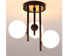 LANTING LED Plafoniera Corridoio Lampada soffitto metallo nero Lampada Moderna per Camera da Letto Lampadario per Cucina paralume a Sfera in Vetro con Luce Bianca Fredda Lampadina G9*3