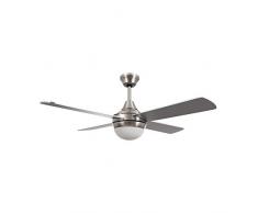 TECHBREY Ventilatore da Soffitto con luce Navy Nichel Motore AC, 4 pale in legno reversibili, ultrasilenzioso, telecomando, 110 cm di diametro, timer