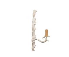 Biscottini Applique Shabby Bianca 40x17x11,5 cm | Applique da Parete Interno Shabby | Lampada Vintage | Applique da Parete Interno Stile Barocco