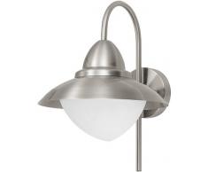 EGLO Sidney - Lampada a Parete per Esterni, in Acciaio Inox e Vetro Bianco Satinato, E27 Max. 60 W (lampadine Non Incluse) IP 44, Altezza 37,5 cm, Ã 27.5 cm, sporgenza 32,5 cm