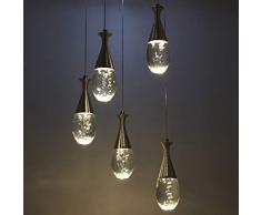 Phil lamps Lampadario Creativo Lampadario A Goccia in Acrilico Trasparente A LED 34w personalità Romantica 5 Lampade Decorazione Camera da Letto Ristorante